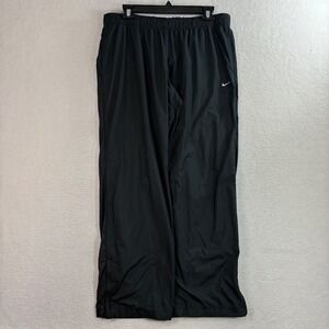 Y2K Nike Track Pants Men L Black Baggy Ankle Zip Sweatpants Loose Windbreaker